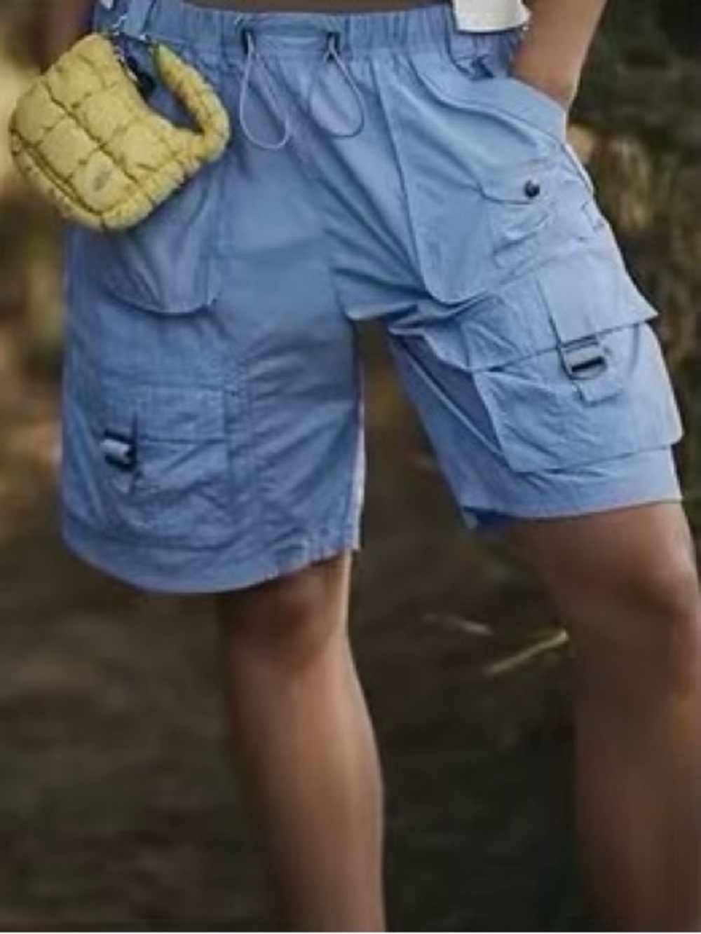 Free People Light Blue Cargo Shorts with Utility Pockets - Small